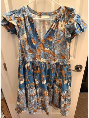 Ulla Johnson Floral Dress Lightweight Cotton Blend  Cottagecore Aesthetic Size 6